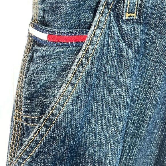 Tommy Hilfiger Vintage Carpenter Jeans Mens 34X32 Baggy Spell Out Wide Leg Y2K - Picture 5 of 10